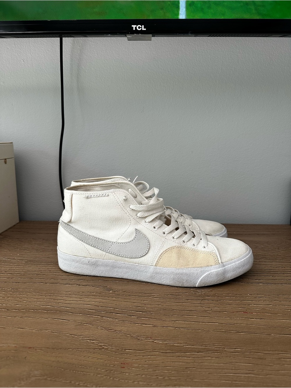 Nike High-Top Sneakers in Off-White, Light Gray, and Cream